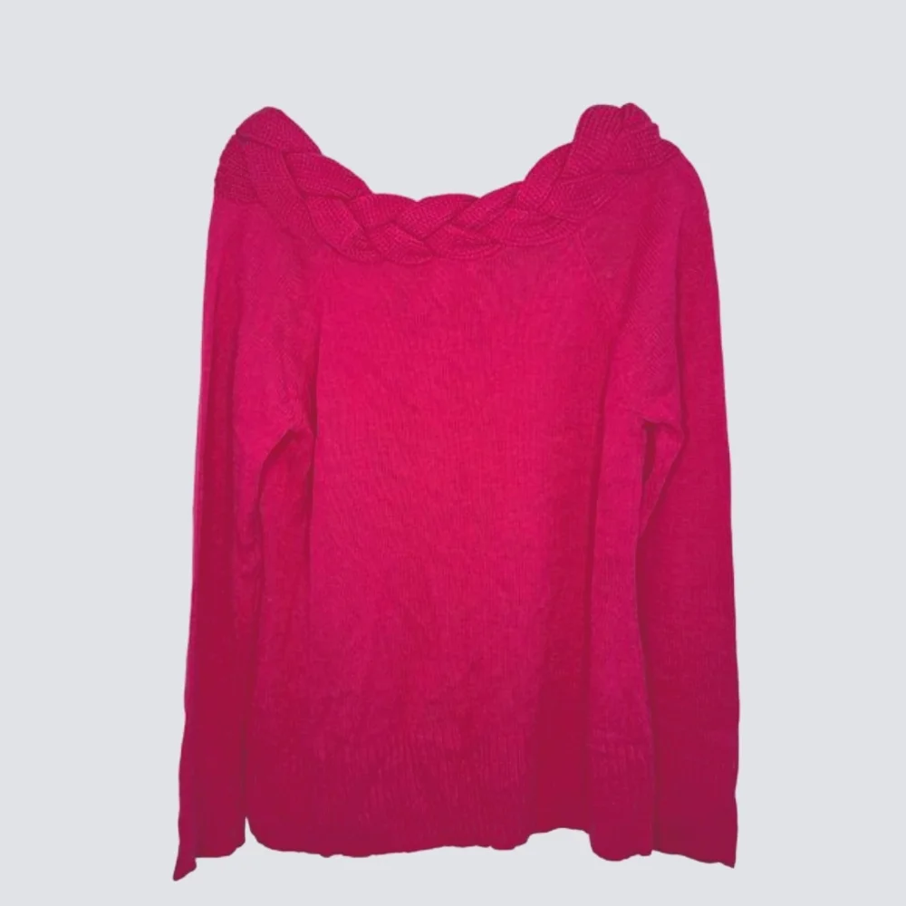 NEW JohnPaulRichard Pink Braided Collar Pullover Sweater Size XL